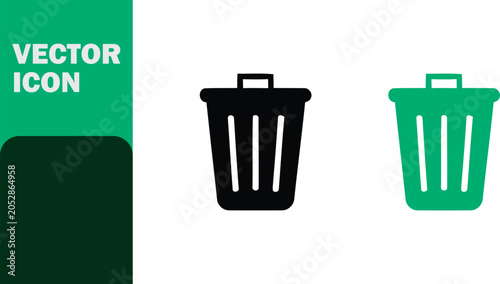 Vector trash can icon for recycling and waste management