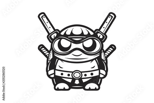 Foto Detailed Ninja Character Vector with Twin Daggers for Martial Arts and Action Th