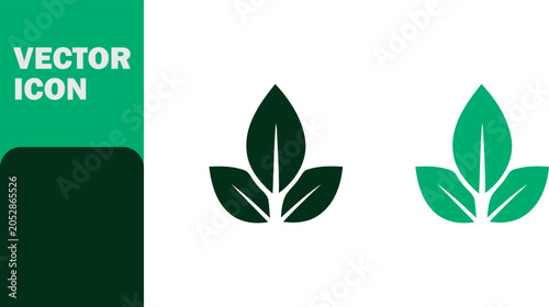 Green leaf vector icons for eco friendly design