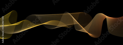 3D render of golden dollar symbol made of many spheres, abstract business finance concept wallpaper with light, space, and modern design