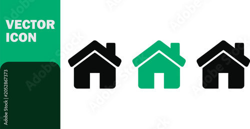 House vector icons in green and black for real estate or home design