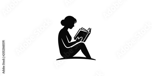 Silhouette of a Woman Reading a Book