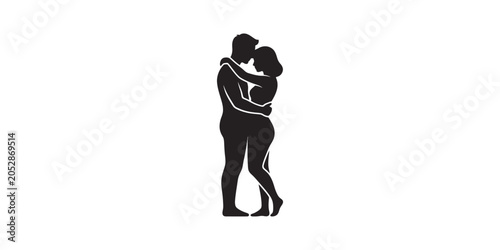 Romantic Couple Silhouette Embracing in Love