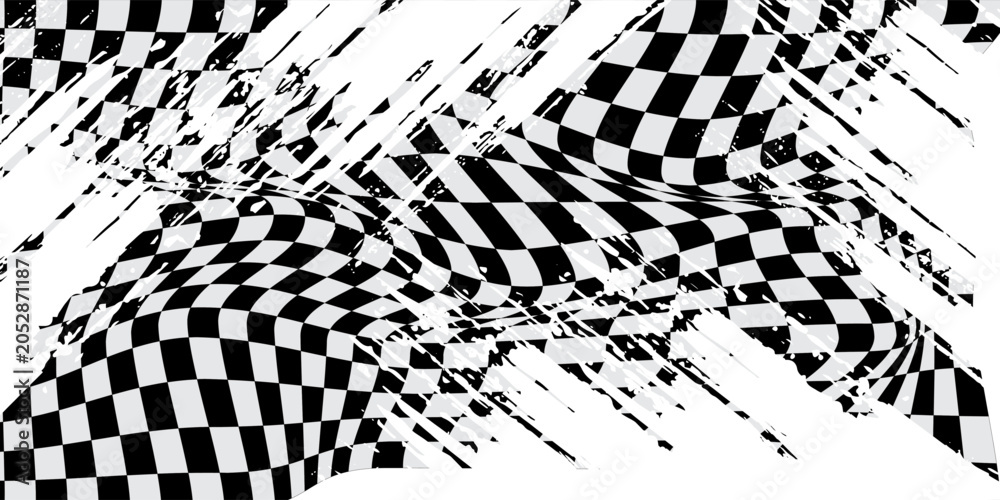 Obraz premium Checkered flag wave on white background design for sport race championship vector illustration.
