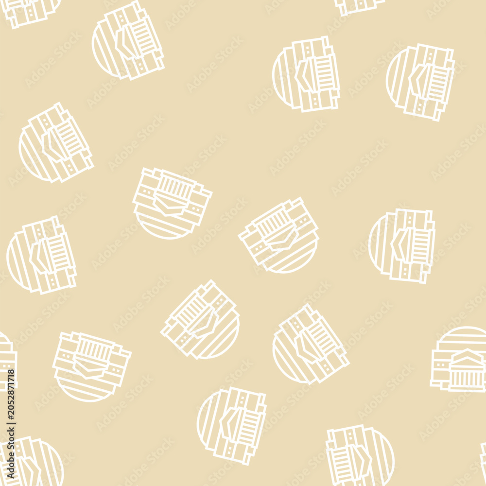 Naklejka premium pantheon ancient rome building vector line seamless pattern pantheon ancient rome building sign illustration