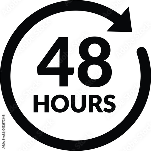 Foto 48 hours guarantee badge icon, delivery service turnaround time and deadline sym