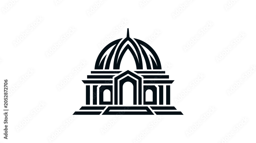 Obraz premium Iconic domed classical architecture building illustration