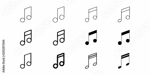 Photos Musical Note Icons Black And White Line Art Set