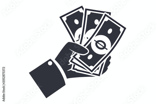 Quadro su tela Investor hand placing a coin onto a stack of money, symbolizing careful investment and financial planning
