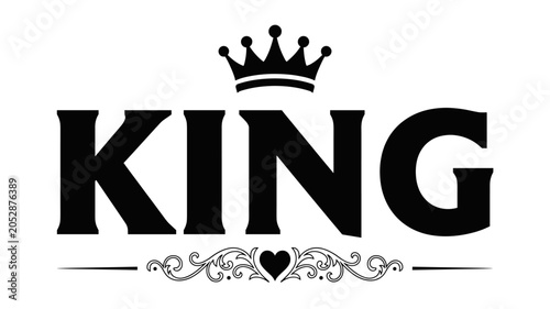 Tablou pe pânză Adobe Illustrator ArtworkKing text with crown and decorative elements, royalty s