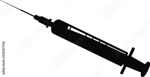 Fotografija A professional minimalist vector silhouette of a medical syringe with hypodermic