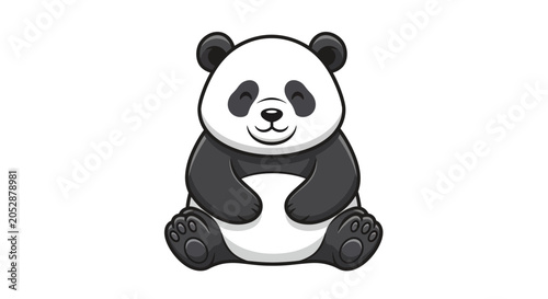 Photos Cute Panda Sitting Alone Smiling Face.