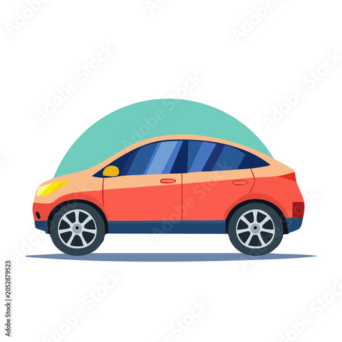 Red car illustration in flat design style