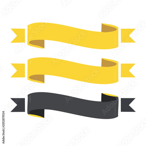 Three flat design ribbon illustrations