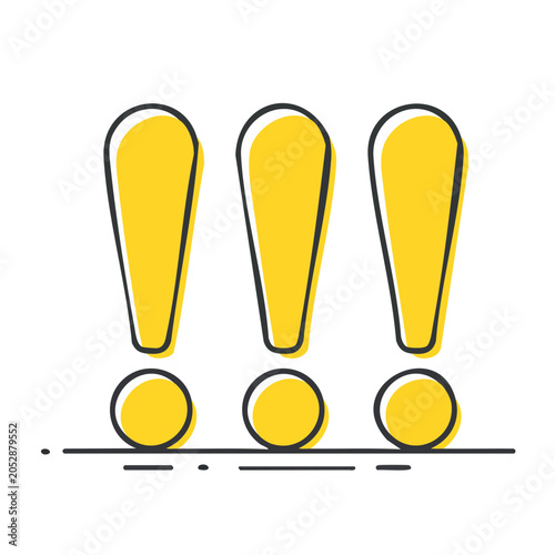Three yellow exclamation marks in line art style
