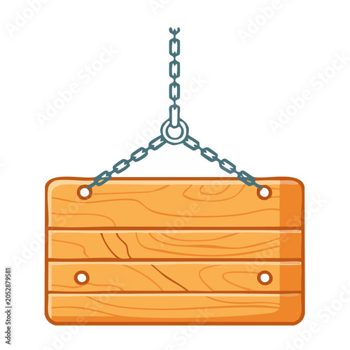 Wooden sign hanging from a chain