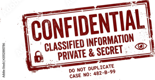 Confidential red ink rubber stamp sign symbol grunge effect vector illustration design confidential case investigation tampon classified private secret information