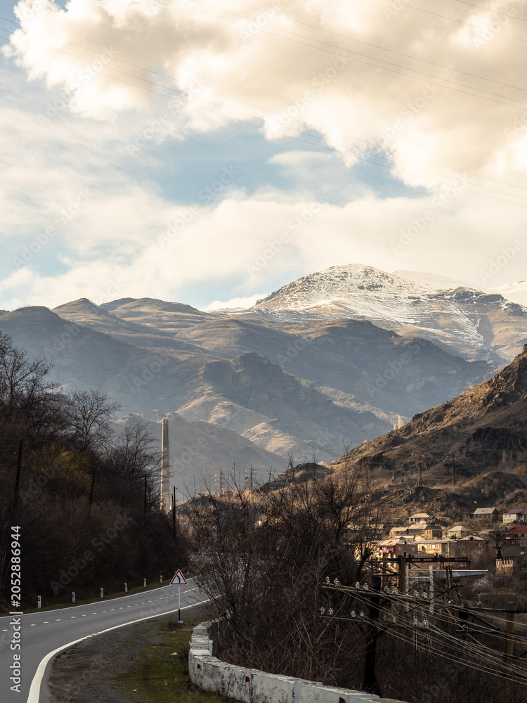 Naklejka premium mountain road to Alaverdi town in Lori, Armenia