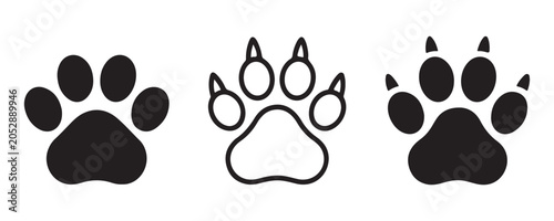 Photography Paw prints icon set dog cat animal footprints collection silhouette outline vector