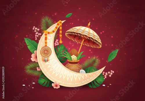 Traditional Kerala Ceremonial Umbrella with Festive Cultural Decoration