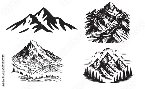abstract mountain hill outdoors natural silhouette vector clipart