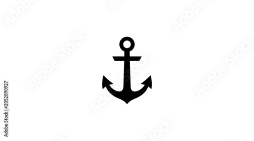 Minimalist nautical anchor symbol isolated on white background.