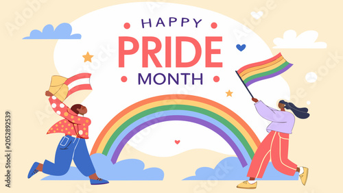 Pride Month, LGBTQ Pride, Rainbow Flag, Happy Pride, Celebration Vector