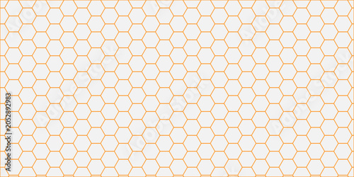 Fotografía Orange hexagon honeycomb tessellation pattern, geometric abstract grid backgroun