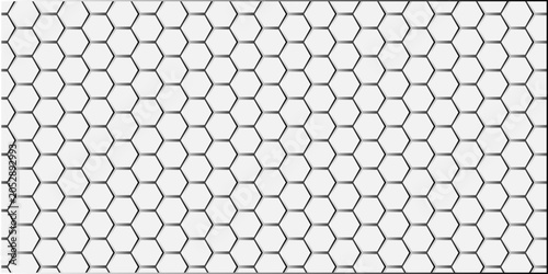 Bild auf Leinwand Black outlined hexagon honeycomb tessellation pattern, geometric abstract grid b