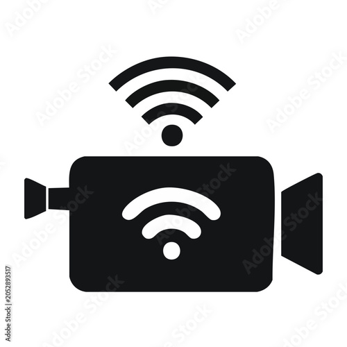 Flat design camera with wifi icon