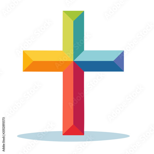 Geometric cross illustration with transparent background