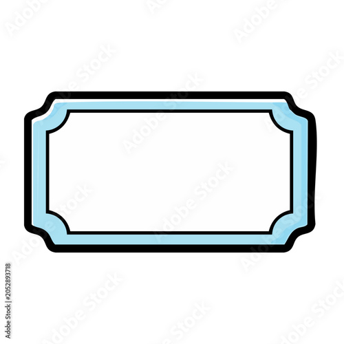 Minimalist light blue rectangle frame on transparent background