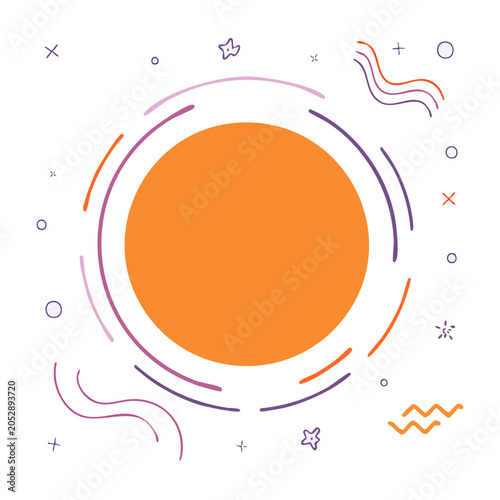 Minimalist orange circle with decorative elements