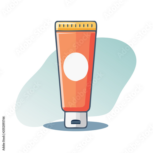 Orange cosmetic tube with yellow cap
