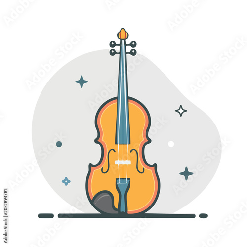Orange violin illustration with stars