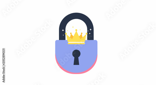 Foto Secure Lock with Crown Icon Symbolizing Security, Protection, and Premium Access