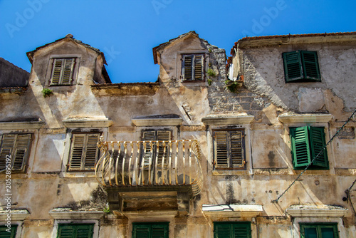 Old neglected house - historical architecture in Skradin town in Croatia