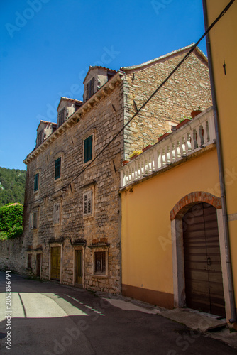 Street with historical architecture in Skradin town in Croatia