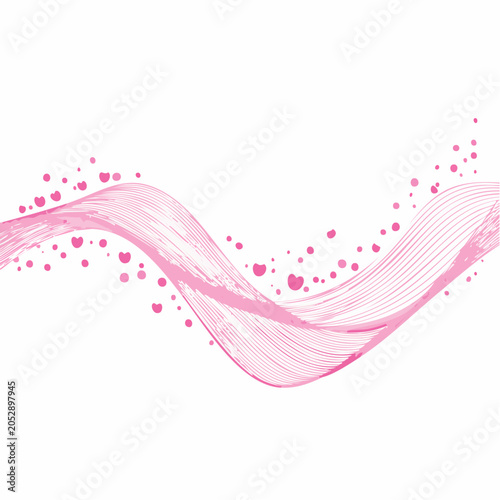 Pink Wave with Hearts and Dots