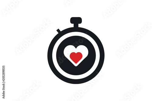 Heart icon integrated with a stopwatch for tracking timed relaxation and meditation