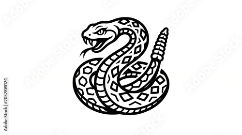 Monochrome Snake Coiled vector logo