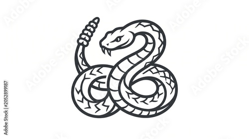 Monochrome Rattlesnake Vector Logo 
