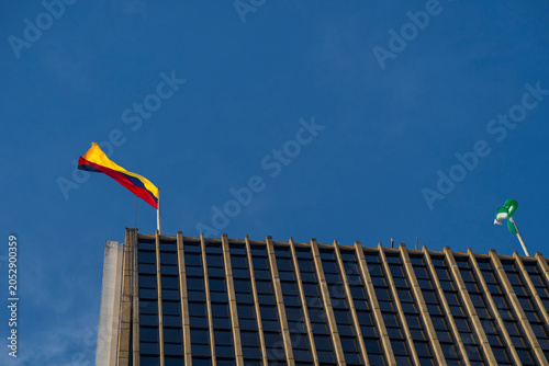 Flag of Antioquia and Colombia waving