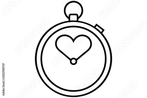 Obraz na płótnie Stopwatch with a heart icon signifies the importance of timed meditation and wel