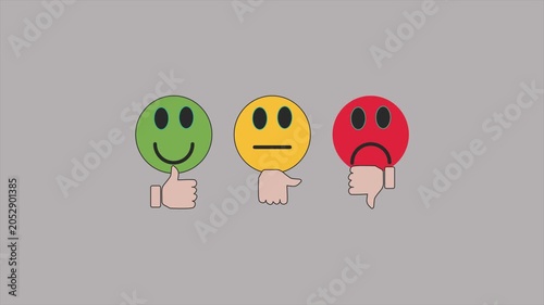 Animated Customer Feedback Emoji Icons with Thumbs Up and Thumbs