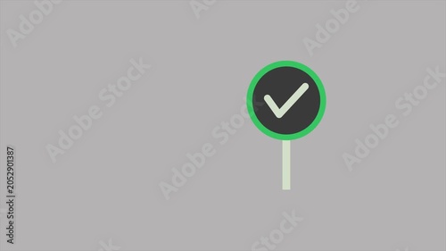Animated Wrong Cross and Right Check Mark Signboard Flat Icon Loop