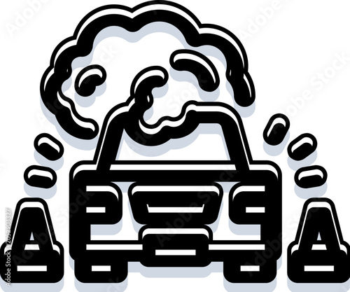Obraz na plátně Car engine smoking from an apparent breakdown or accident, surrounded by caution