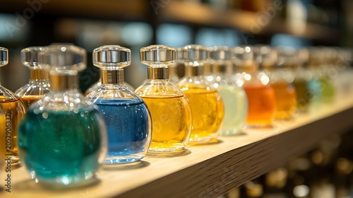 A glass of wine on a bar table with bottles in the background