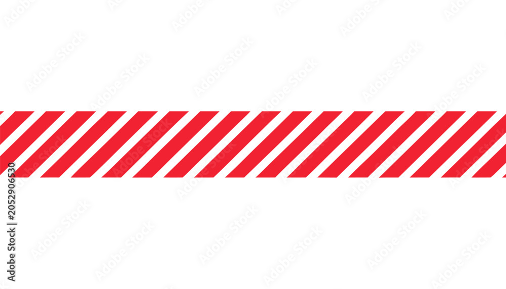 Fototapeta premium Red and white diagonal striped caution tape pattern