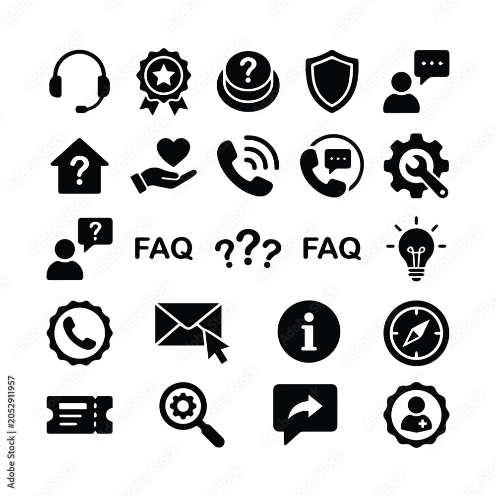 Fototapeta premium Question and answer support icon collection for design